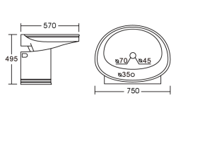 Раковина напольная Ceramalux Classic белый (4290) - 3