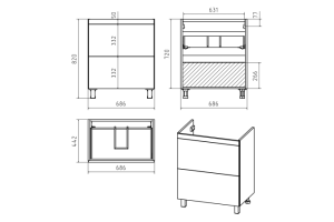Тумба под раковину напольная Misty Атлантик 70 серая матовая - 2