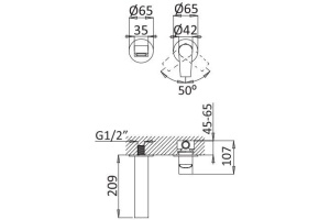 Смеситель Cezares Nautic BLI2 NOP С ВНУТРЕННЕЙ ЧАСТЬЮ, для раковины - 2