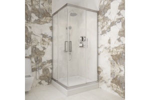 Душевой уголок STWORKI Дублин 100x100 см профиль хром матовый, прозрачное стекло, квадратный