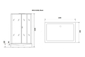 Душевая кабина Niagara Premium NG-6912-01GQL BLACK 120х80х210 левая, черная - 3