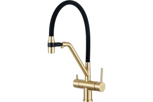 Смеситель для кухни Gappo золото с черным изливом