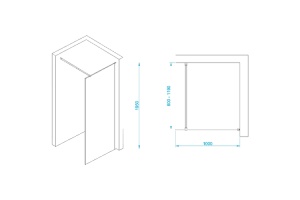 Душевая перегородка RGW Walk In WA-002B 100х195 профиль черный стекло матовое - 3