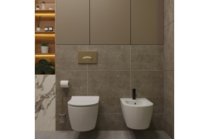 Комплект  Унитаз подвесной STWORKI Ноттвиль SETK3104-2616 безободковый, с микролифтом + Биде подвесное STWORKI Ноттвиль K3106-2605 - 2