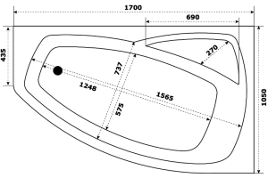Акриловая ванна STWORKI Монтре 170x105 R, с каркасом - 2