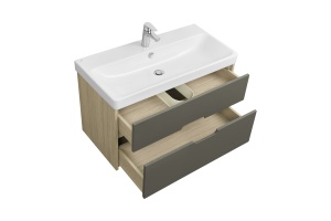 Тумба под раковину Aquaton Оливия 90 светлое дерево-серый - 3