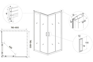 Душевой уголок Veconi Rovigo 80х80, хром (RV11-80-01-C5) - 3