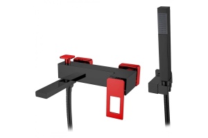 Смеситель для ванны Boheme Q черный с красным