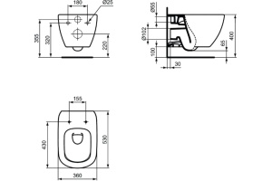 Чаша для подвесного унитаза Ideal Standard Tesi черный, матовый (T0079V3) - 2