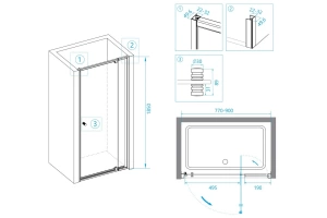 Душевая дверь RGW Passage PA-02 80х185 профиль хром стекло прозрачное - 3