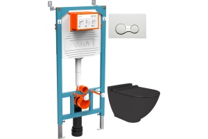 Комплект Унитаз подвесной STWORKI Rotenburg SWH52 безободковый +Инсталляция VitrA 800-2009 с белой кнопкой смыва