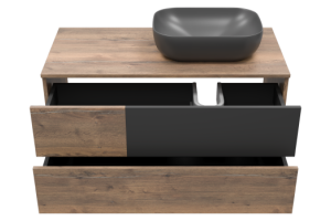 Тумба под раковину Misty Коломбо 100 правая темное дерево - черный - 2