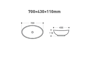 Раковина керамическая накладная, овальная AM2370 - 2