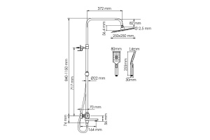 Душевая система WasserKraft 25 с термостатом черный матовый - 3