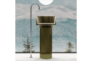 Раковина отдельностоящая прозрачная ABBER Kristall AT2702Vesuvian-H оливковая