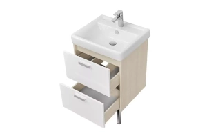 Тумба с раковиной напольная Aquaton 55 белый-светлое дерево - 3