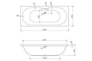 Металлический каркас для акриловой ванны Eco, Modena, Plane EMP-170-70-MF - 3