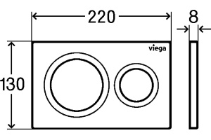 Клавиша смыва, Viega, Prevista, Visign for Style 20, для унитаза, ширина, мм-220, глубина, мм-8, высота, мм-130, тип смыва-двойной, тип управления-ручной нажимной, м - 3