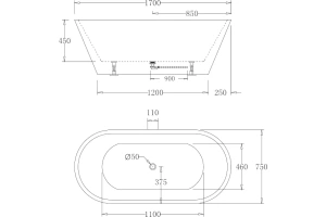 Акриловая ванна BelBagno 170х75 белый (BB61-1700-W0) - 2