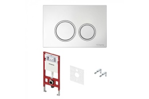 TECE spring комплект 4 в 1 Застенный модуль,панель смыва с круглыми кнопками, хром глянцевый