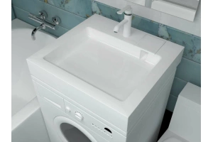 Раковина Stella Polar Солярис 60х60 на стиральную машину белый  - 2