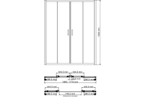 Душевая дверь в нишу Wasserkraft Lippe 170х190 профиль хром стекло прозрачное - 3