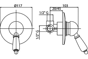 Смеситель Cezares Vintage DIM-02-Sw С ВНУТРЕННЕЙ ЧАСТЬЮ, для душа - 2