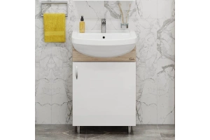 Тумба с раковиной Onika Эко 52  белый - светлое дерево - 3