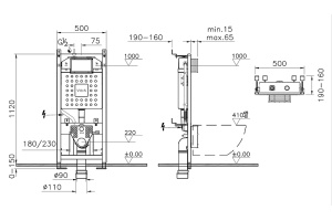 Инсталляция для подвесного унитаза Vitra V12 без клавиши смыва - 3