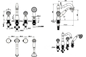 Смеситель Boheme Imperiale 392 на борт ванны - 2