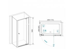 Душевой уголок RGW Passage PA-44-1 100х90 профиль хром стекло прозрачное - 3