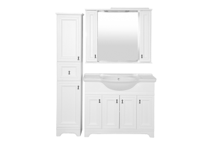 Лувр -105 Зеркало с 2-мя шкафчиками, белое - 3