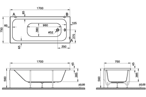 Ванна акриловая VitrA Optimum Neo 170х75 белый - 2