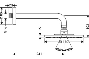 Верхний душ Hansgrohe Raindance S 180 1 jet 27471000 - 2