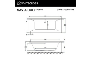 Акриловая ванна Whitecross Savia Duo 170х80 белая золото с гидромассажем - 3