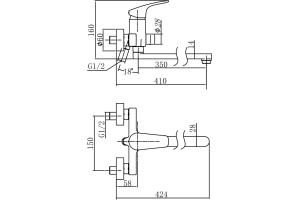 AF330-21C Aquanet Static, смеситель для ванны с дл.изливом, хром (237445) - 2
