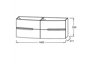 EB1891RU-G1C Nona Мебель с интегрированными ручками, глянцевый белый, 140 см, 4 ящика - 2