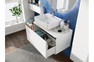 Тумба с раковиной STWORKI Ноттвиль 80 белая, без выреза под смеситель - 3