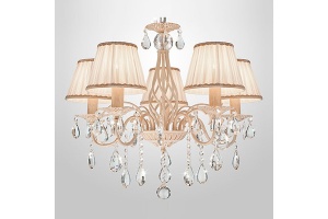 Подвесная люстра Eurosvet Amelia 10054/5 белый с золотом/прозрачный хрусталь Strotskis