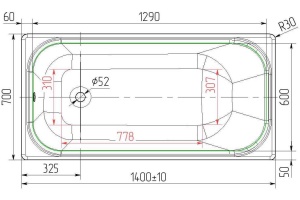Чугунная ванна Универсал Ностальжи 140x70 см, пристенная, на ножках - 3