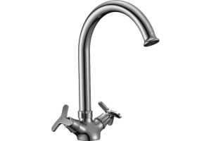 Смеситель двуручный для кухни с поворотным изливом 273мм, хром RS40-72