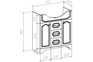Тумба для комплекта Bellezza Тиффани 75 белая, патина золото - 2