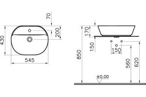 Раковина VitrA Geo 7428B003-0001 - 2