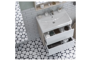 Комплект мебели Aquaton Сканди 70 белый - светлое дерево - 2