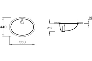 Раковина Jacob Delafon Caxton E2211-0 встраиваемая снизу - 3