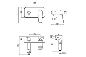 Смеситель Lemark Bronx LM3720GM с гигиеническим душем, встраиваемый, графит - 2