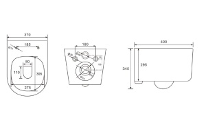 Унитаз компакт подвесной безободковый AQUATEK МИЯ 490*370*340мм, тонкое сиденье с механизмом плавного закрывания, крепеж, черный AQ2004-MB - 2