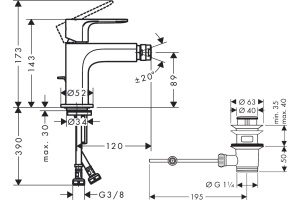 Смеситель для биде Hansgrohe Rebris S хром - 2