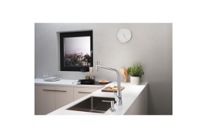 Кухонный смеситель hansgrohe Metris Select M71, 320, с вытяжным душем, 2jet, sBox, 73816800, под сталь - 2