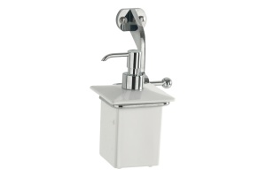 KERASAN Подвесной дозатор для ж/мыла, дозатор керамика белая, держатель хром (СПЕЦ.ЦЕНА из наличия)